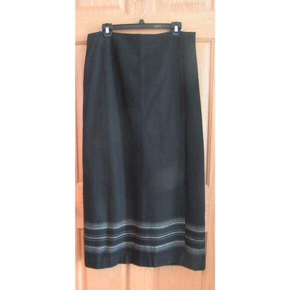 Eddie Bauer Skirt 14 Wraparound Maxi (36" Length) Black Wool Blend Lined - Picture 1 of 9